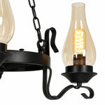 Charger l'image dans la visionneuse de galerie, Close-up of hurricane glass shade socket holder and iron chandelier frame