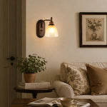 Bild in Gallery-Viewer laden, Antique bronze amber glass wall sconce