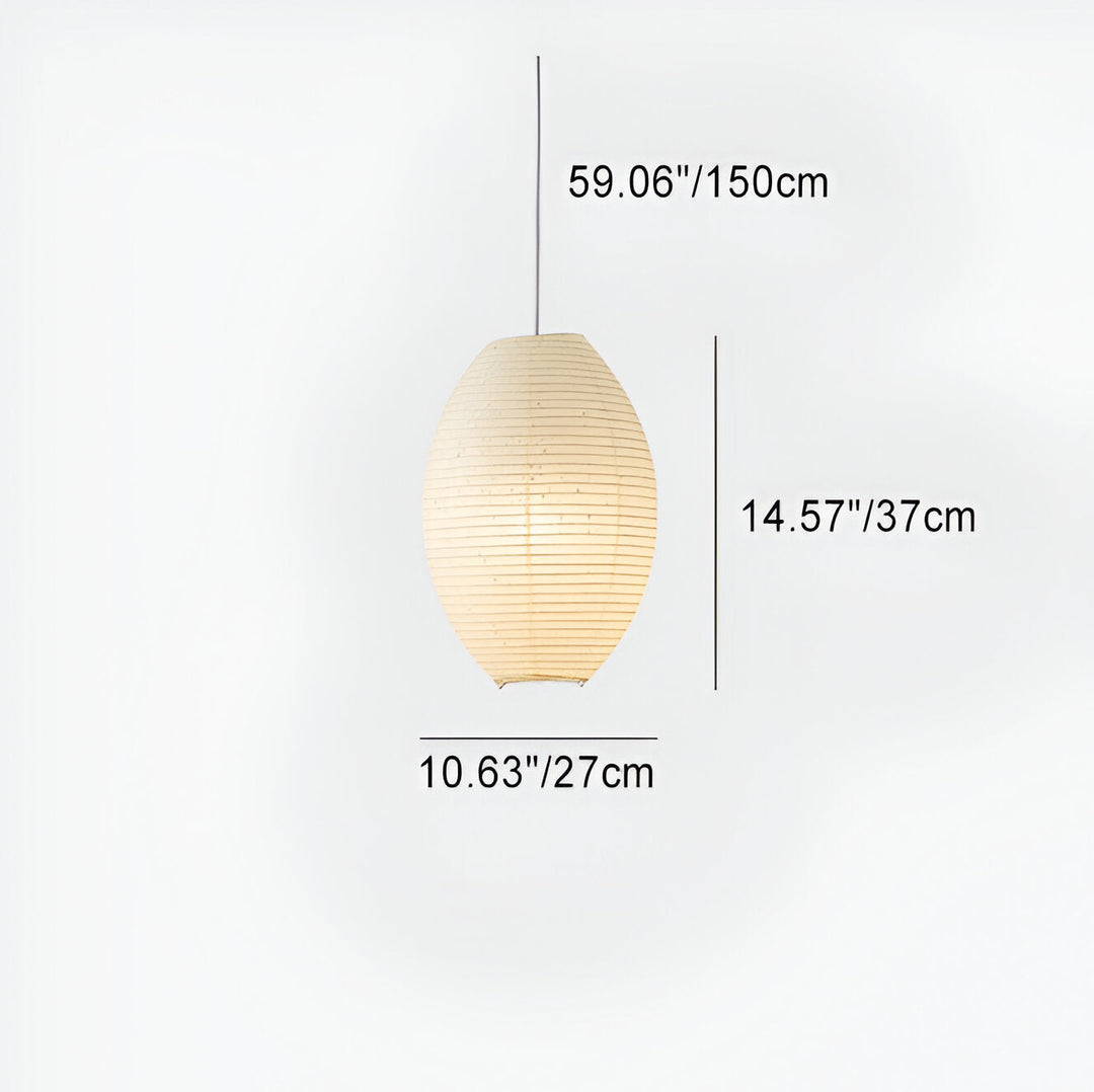 Traditionelle Japandi Wabi-Sabi Elliptische Papier Pendelleuchte