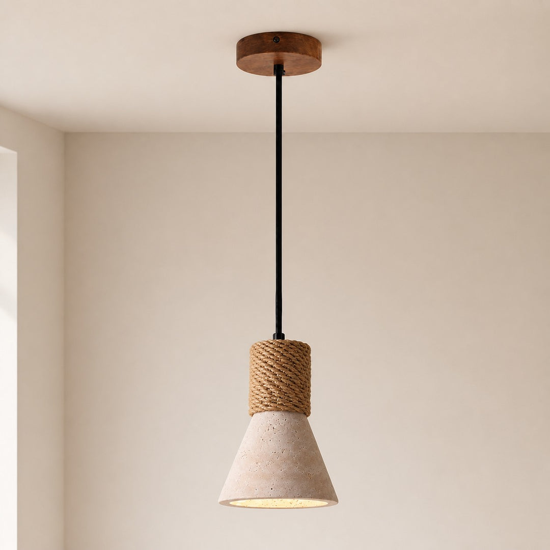 Wabi Sabi Stone Pendant Light, Warm LED Ceiling Lamp for Bedroom, Dining Bar and Kitchen Island