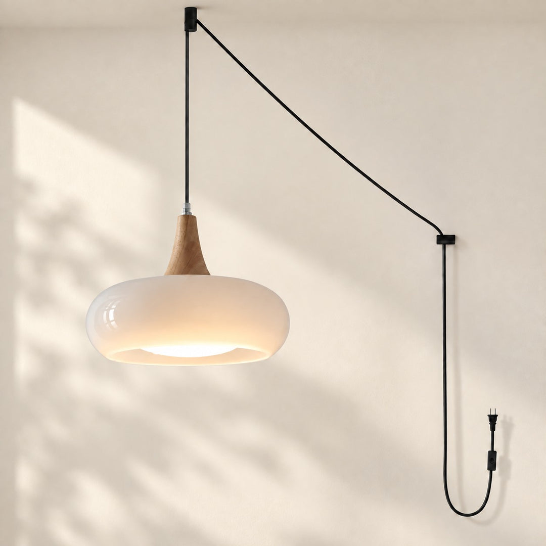 Kitchen Island Lighting Plug-in Glass Pendant Light
