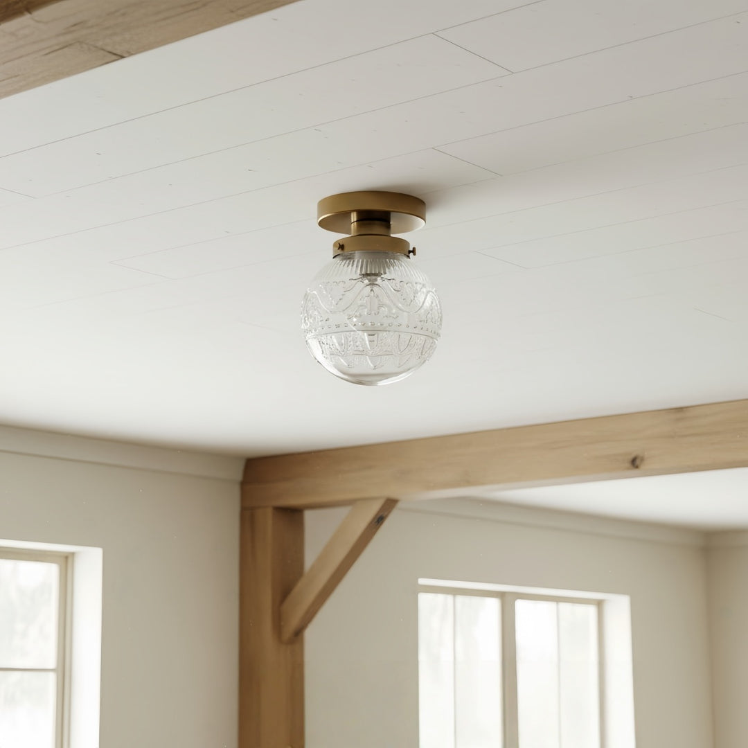 Lámpara de Techo Empotrada de Vidrio Esférico Naveliro - Diseño Atemporal para Salón y Cocina