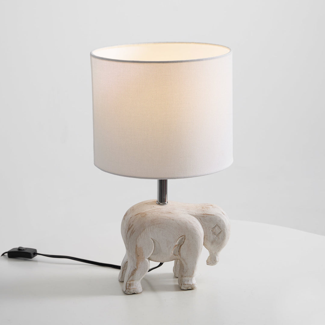 Lámpara de Mesa de Madera Tallada con Animal