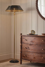 Load image into Gallery viewer, Auriglow Retro Perforated Floor Lamp - Brass Living Room Accent Light
