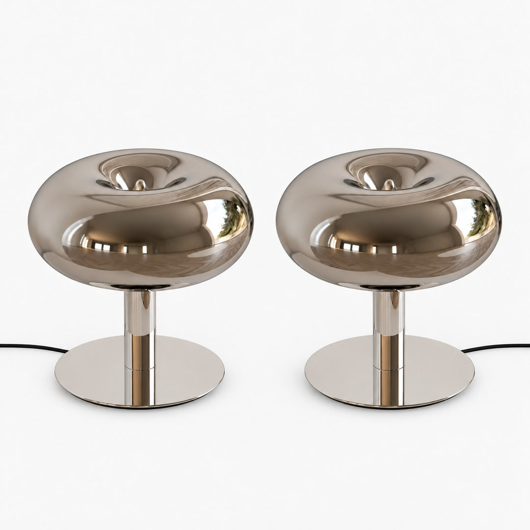 Rounded Glass Slim Stem Blown Glass Table Lamp
