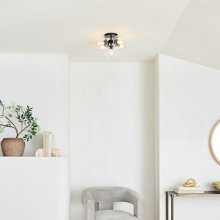 Glass Globe Flush Mount Light - Elegant Modern 5 Globe Ceiling Light