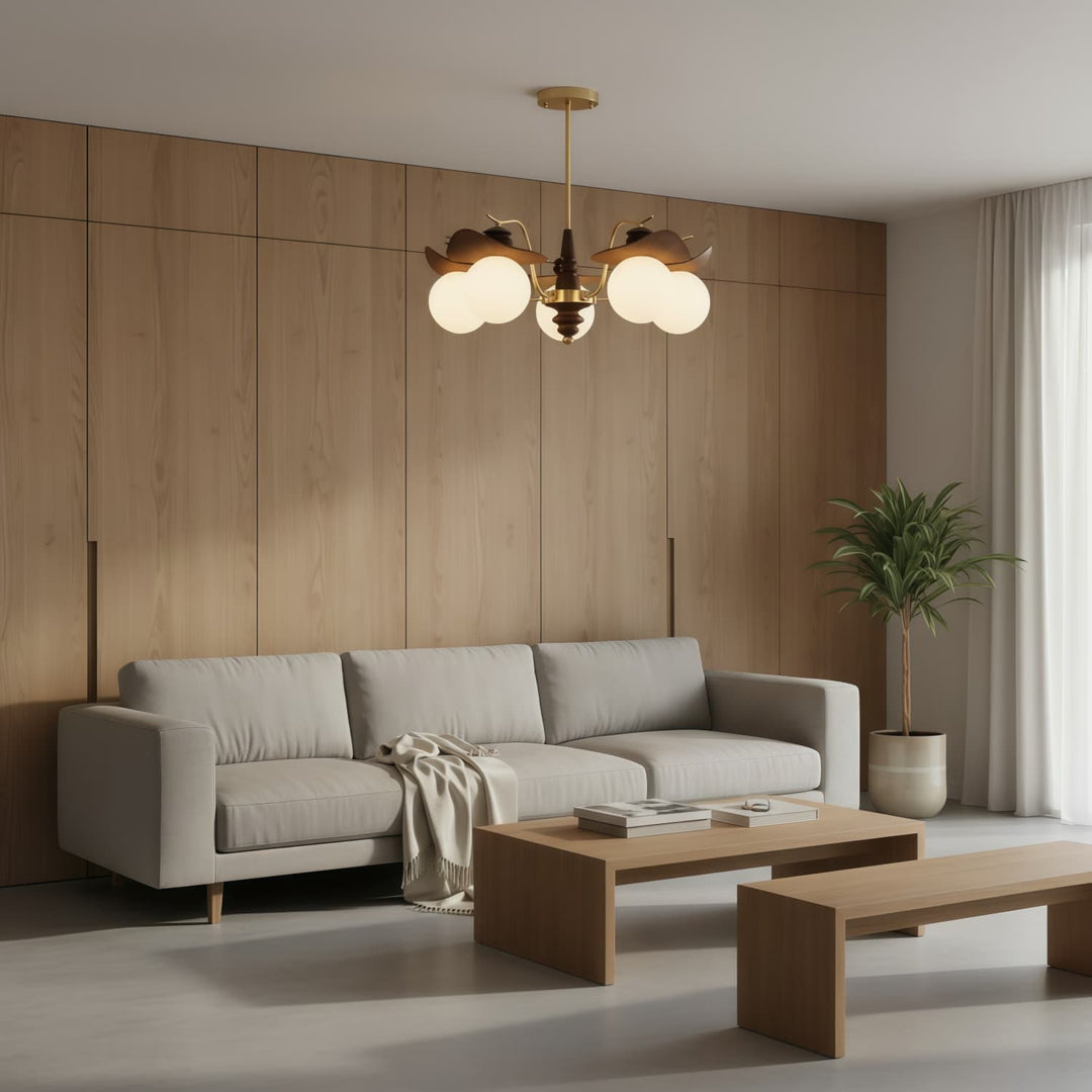 Lustre multi-bras Solvane avec abat-jours en verre - Éclairage décoratif rétro pour salle à manger