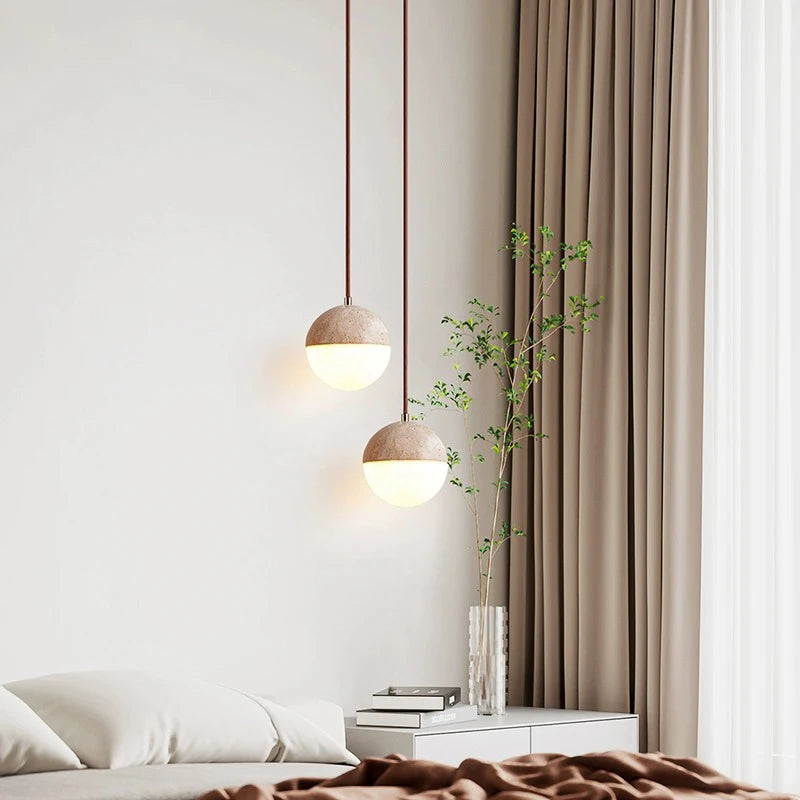 Travertine Ball Pendant Light