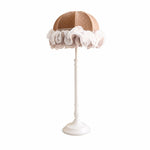 Load image into Gallery viewer, Brown and white French vintage table lamp full SKU view