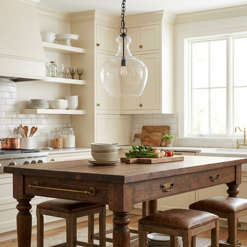 Lirra Hand Blown Glass Hanging Light – Industrial Style for Living Rooms and Entryways U11