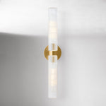 Cargar imagen en el visor de la Galería, Aplique de pared moderno Rivora de vidrio estriado - Aplique doble corto para interior y exterior
