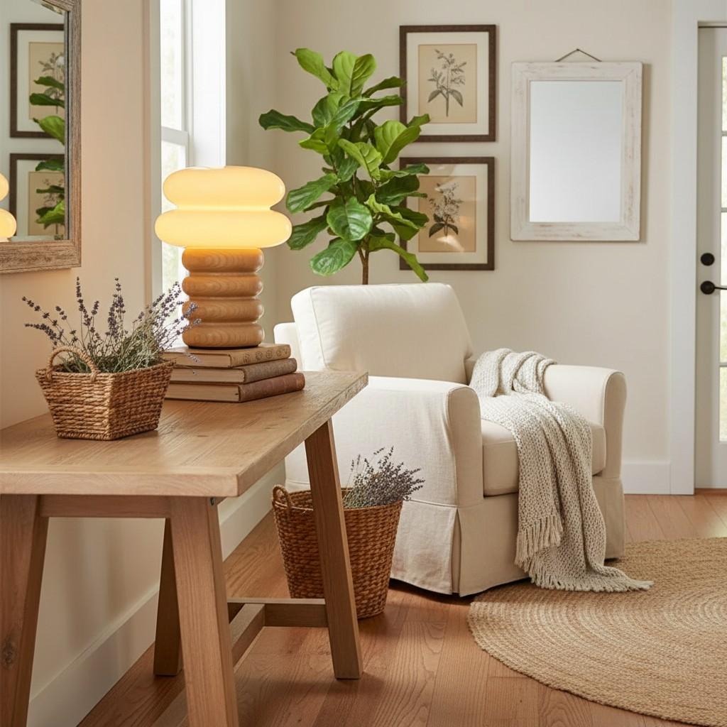 Lampe de table d'appoint dôme géométrique Auralume - Design scandinave pour bureau de lecture ou coin salon