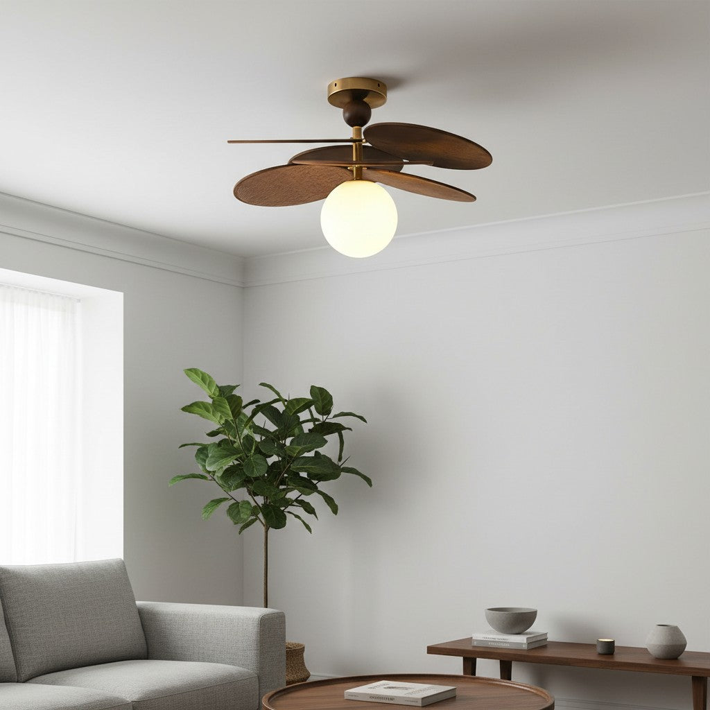 Lustre à feuilles en cascade Orrise - Métal et bois modernes pour chambres et salons