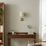 Cargar imagen en el visor de la Galería, Lámpara de Pared de Metal Curvada Moderna Glissum con Pantalla de Tela Suave para Sala de Estar y Pasillo