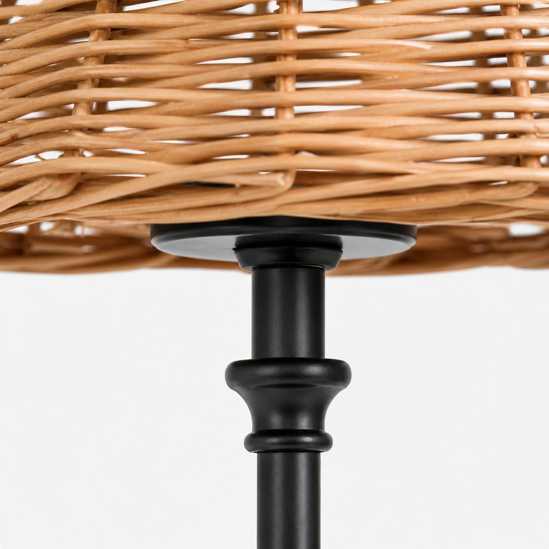 Rattan shade and iron holder connection detail