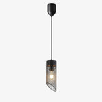 Bild in Gallery-Viewer laden, Black lifting pendant light with mesh shade and stone top
