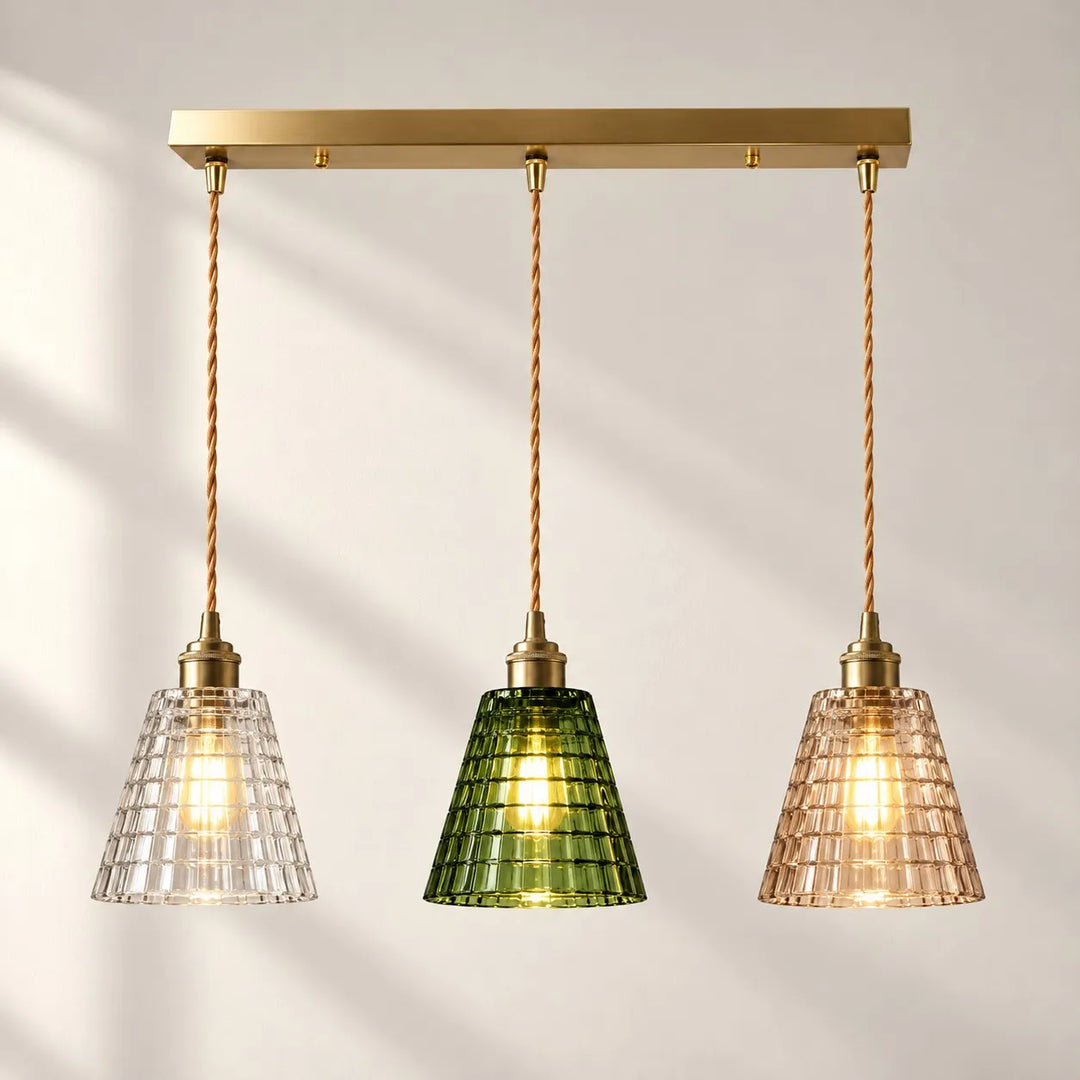 Nordic Brass Colored Glass Pendant Lamp