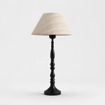 Bild in Gallery-Viewer laden, Beige grid fabric table lamp with black iron base