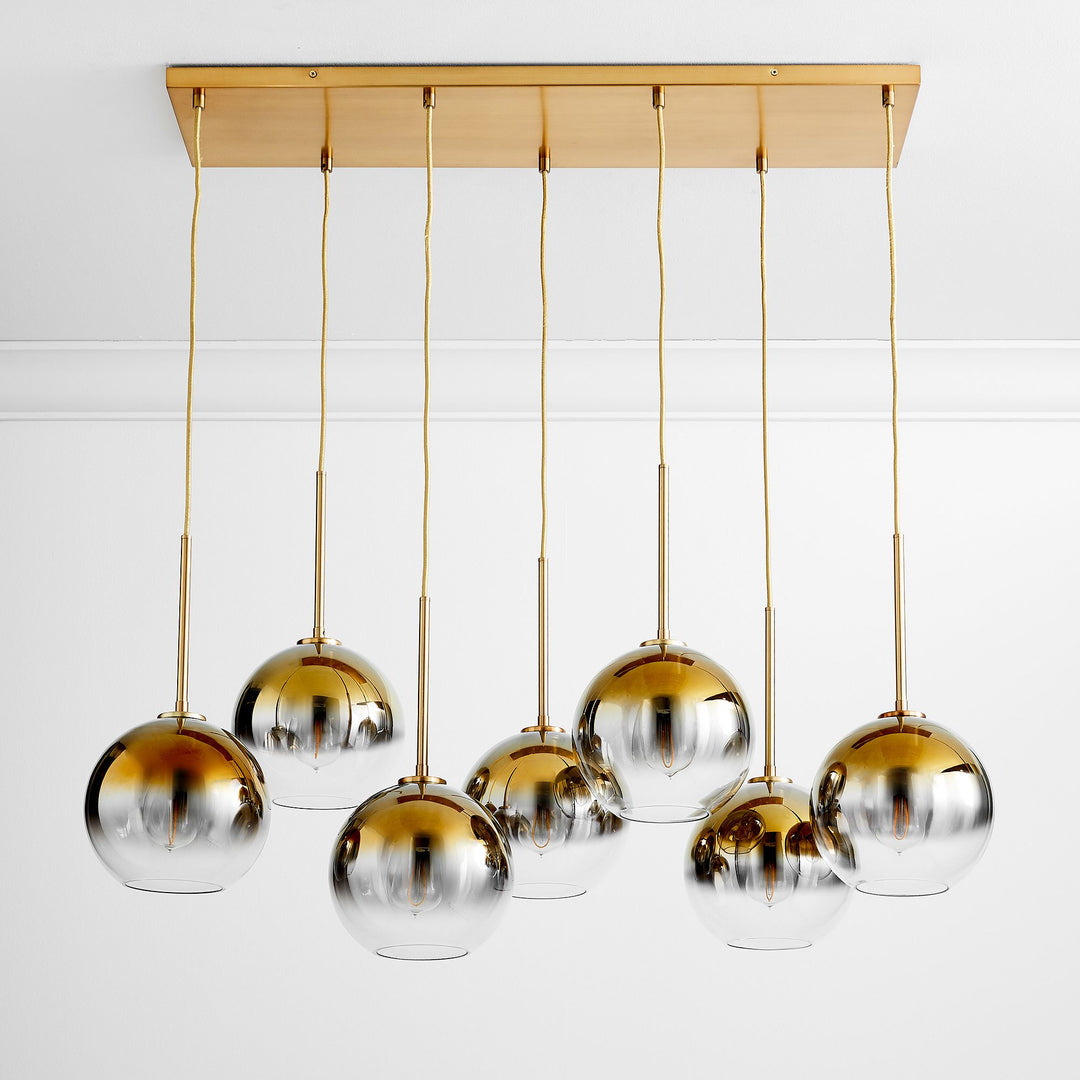 Selvion Eleganter 7-Licht Kugel Kronleuchter – Glas Pendelleuchte