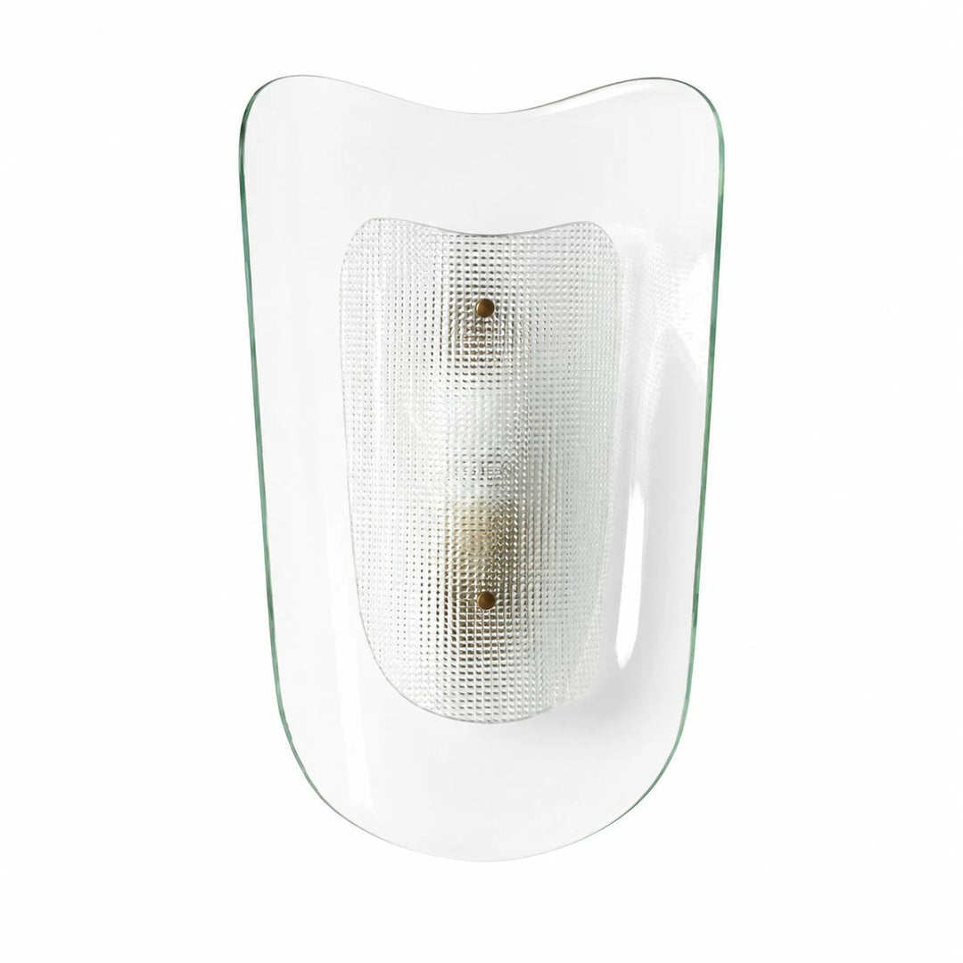 Clear glass wall sconce on a white background