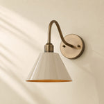 Load image into Gallery viewer, Industrial Modern Tapered Brass Gooseneck Sconce with Metal Silhouette