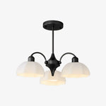 Cargar imagen en el visor de la Galería, Black milk glass chandelier with 3 lights
