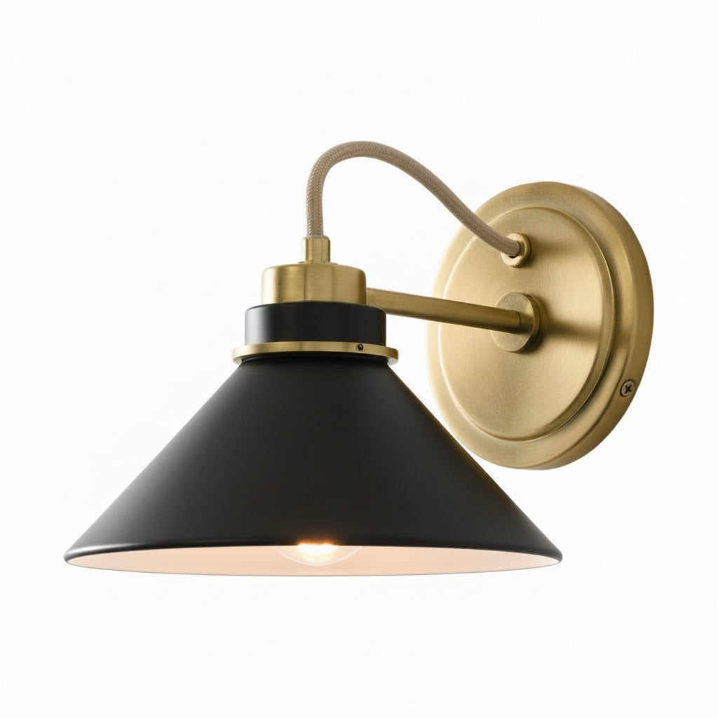Aurenza Curved Arm Globe Wall Sconce – Modern Industrial Wall Lamp for Bathroom, Bedroom, and Hallway