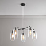 Load image into Gallery viewer, Lumivelle 5-Light Glass Chandelier – Modern Metal Round Lighting
