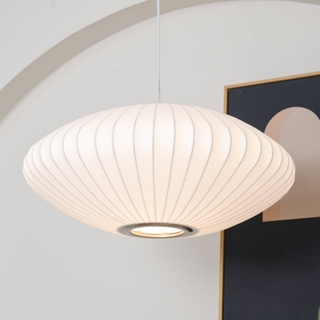 White Geometric Wire Swag Pendant Light