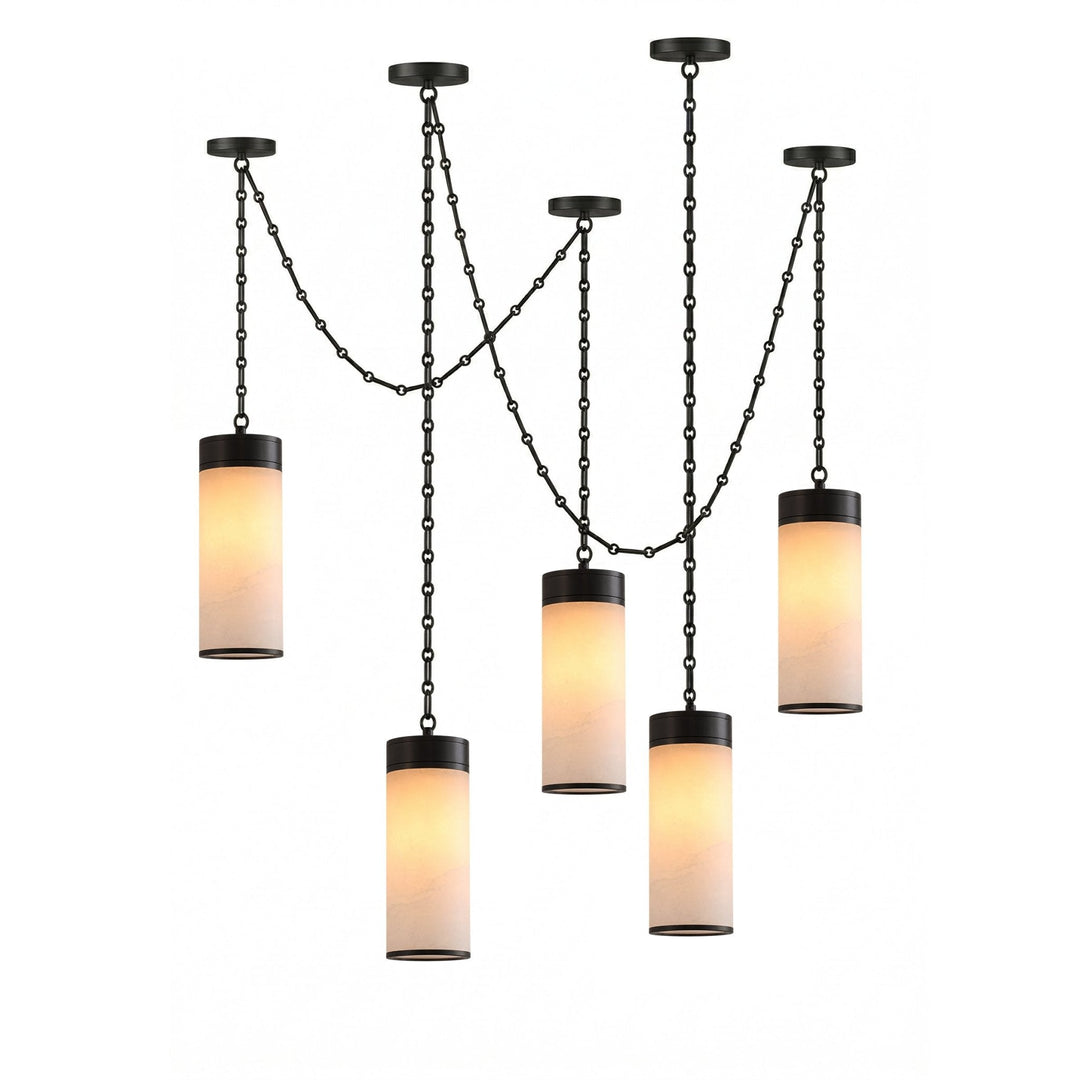 Cream Alabaster Chain Hardwired Pendant Light