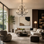 Cargar imagen en el visor de la Galería, Multi-Layer Black Candle Staircase Chandelier