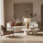 Bild in Gallery-Viewer laden, Ceruna Leinen Lampenschirm Keramik Tischlampe – Metallrahmen und Keramikfuß für Beleuchtung im Büro und Zuhause