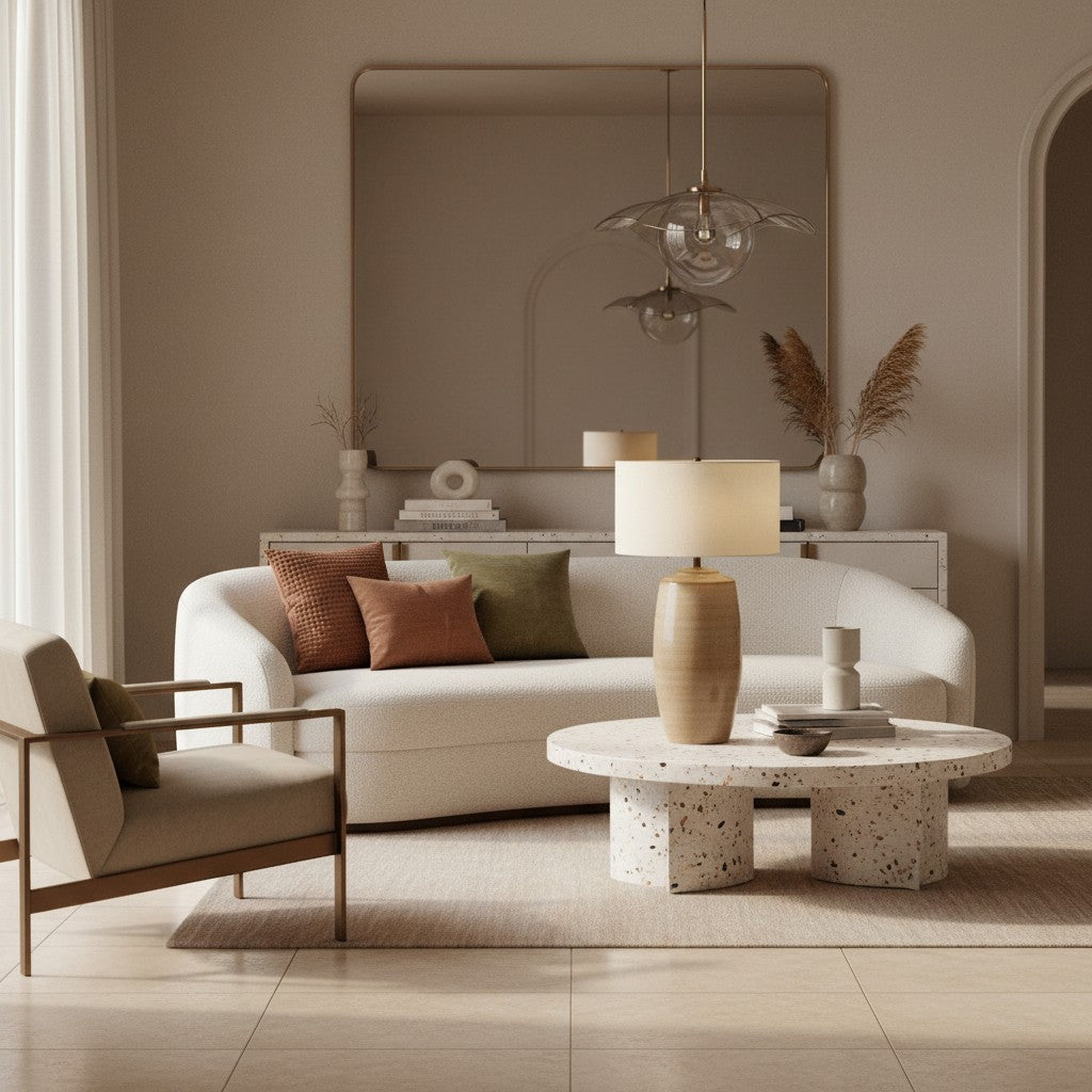 Ceruna Leinen Lampenschirm Keramik Tischlampe – Metallrahmen und Keramikfuß für Beleuchtung im Büro und Zuhause