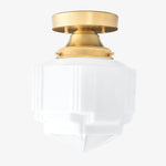 Cargar imagen en el visor de la Galería, Geotower Glass Art Deco Opal Glass Flush Mount Ceiling Light – Modern Deco Indoor Accent Light for Living Room
