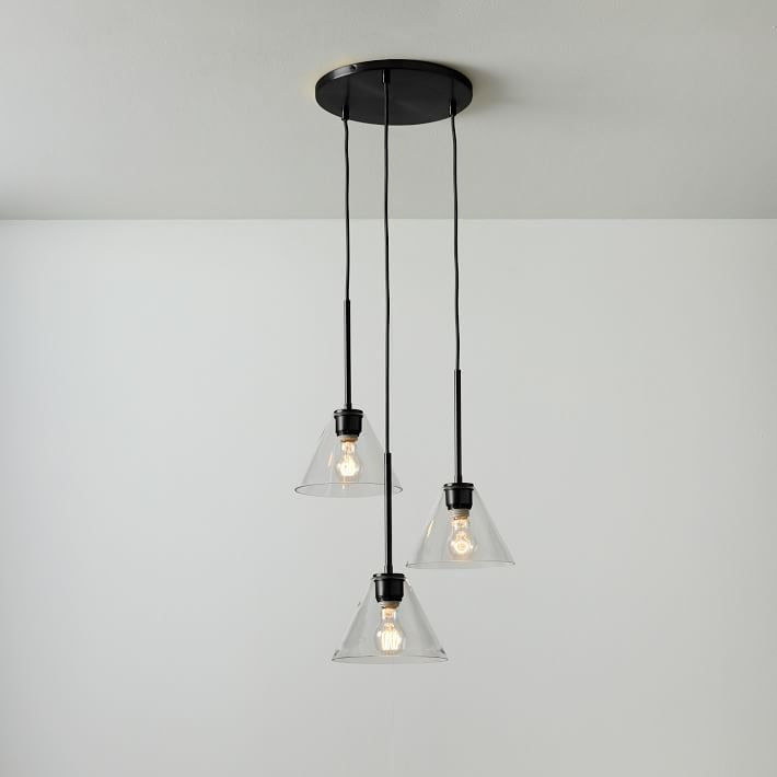 Lustre conique à 3 lumières Conica - Suspension sculpturale en verre de style moderne