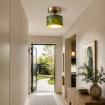 Bild in Gallery-Viewer laden, green jade flush mount ceiling light in a corridor