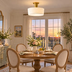 Cargar imagen en el visor de la Galería, Modern Brass Fabric Flush Mount Ceiling Light