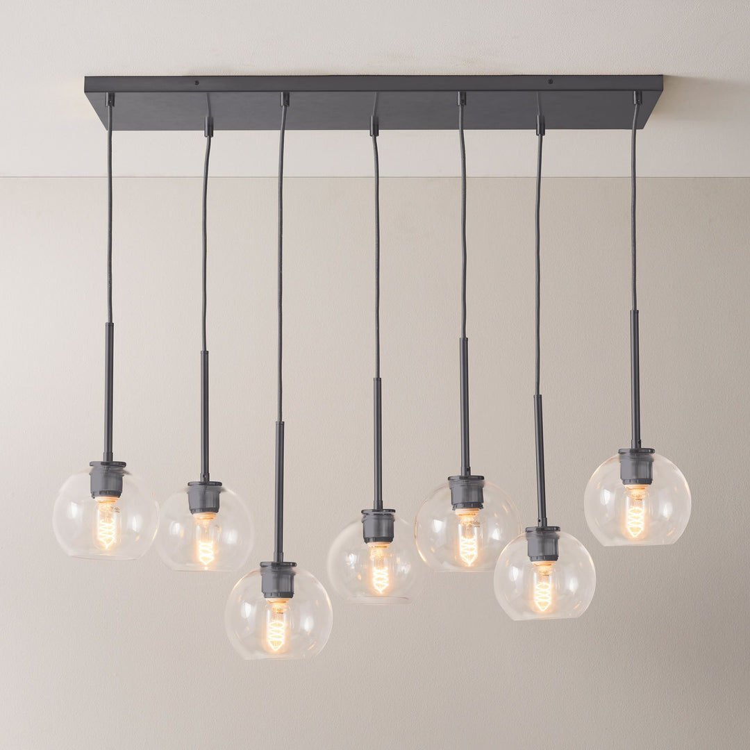 Selvion Eleganter 7-Licht Kugel Kronleuchter – Glas Pendelleuchte