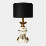 Load image into Gallery viewer, Ornate gold motif ceramic table lamp with dimmer switch