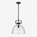 Charger l'image dans la visionneuse de galerie, Modern Hammered Glass Pendant Light with Minimalist Metal Design - Suitable for Kitchen Island