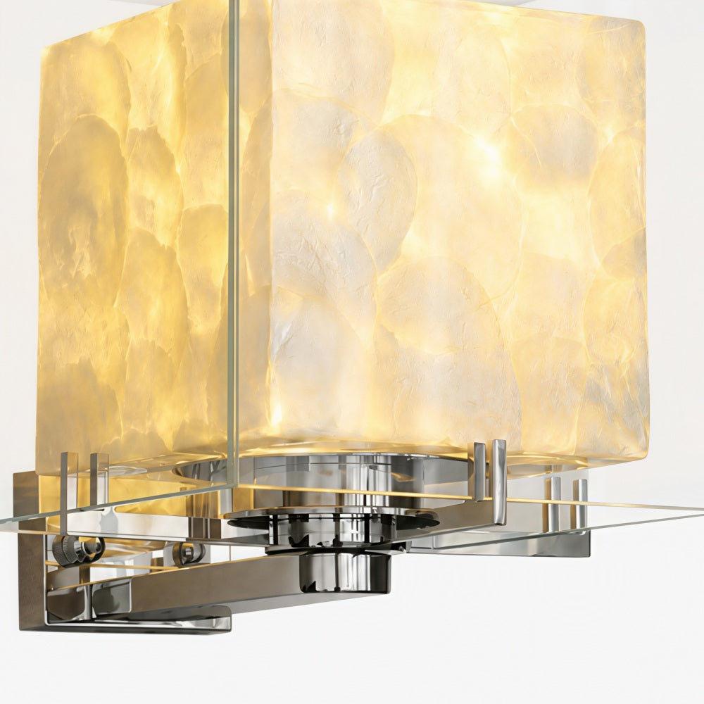 Beamira Mica Square Wall Lamp - Glass Shade Shell Decorative Wall Light for Hallway
