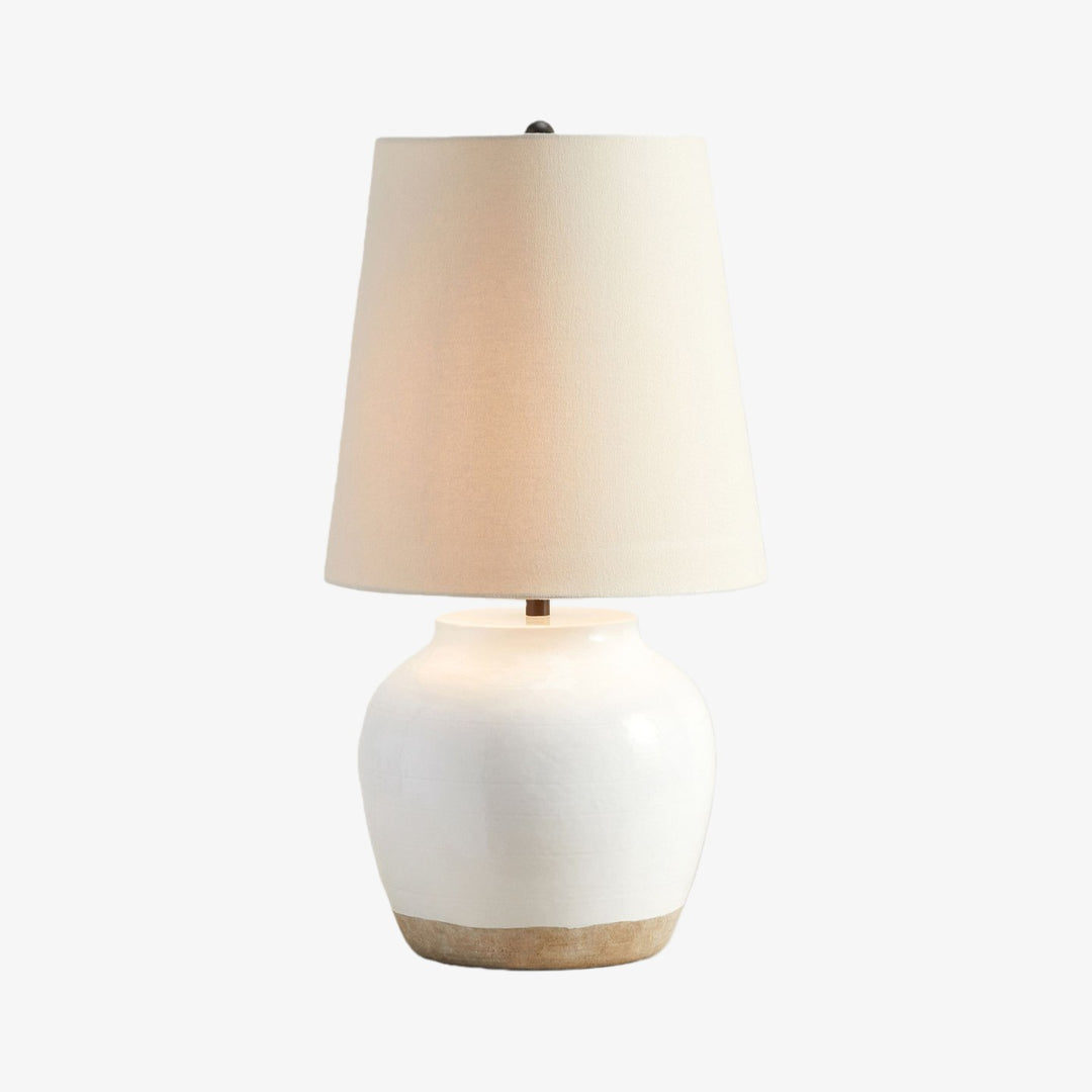 Ceruna Moderne Keramik-Nachttischlampe mit Lampenschirm aus Leinenstoff – Elegante Beleuchtung für Schlafzimmer und Wohnzimmer