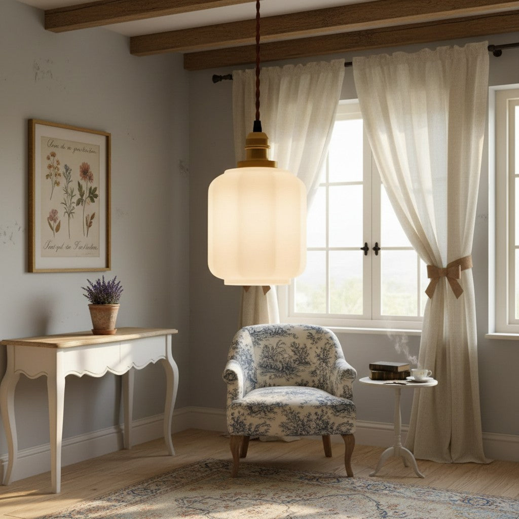 Lámpara colgante de linterna de vidrio creativa Glassora - Luz colgante elegante para cocina o dormitorio U15