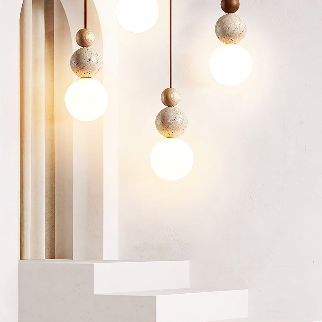 Modern Travertine Stone Globe Pendant Lamp M08