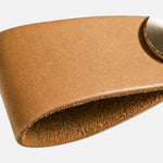 Load image into Gallery viewer, Cowhide leather and brass cabinet pull handle detail and lifestyle image