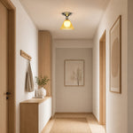 Cargar imagen en el visor de la Galería, Light Yellow Glass Pendant Light With Chrome Canopy