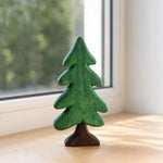 Cargar imagen en el visor de la Galería, Green wooden pine tree ornament beside a window