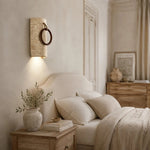 Cargar imagen en el visor de la Galería, Travertine wood ring wall sconce detail