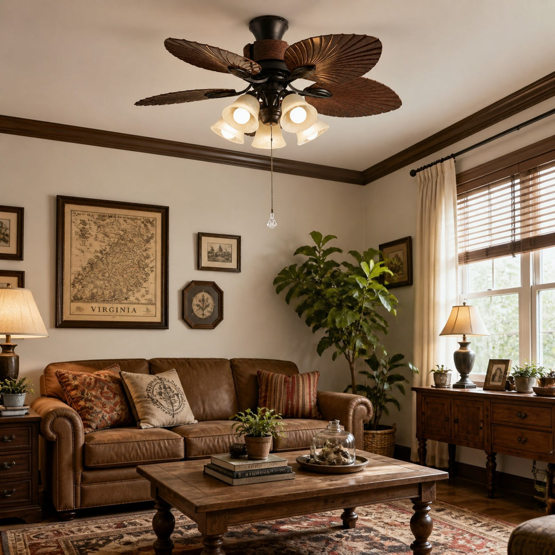 Tropical Leaf Blade Ceiling Fan with Light