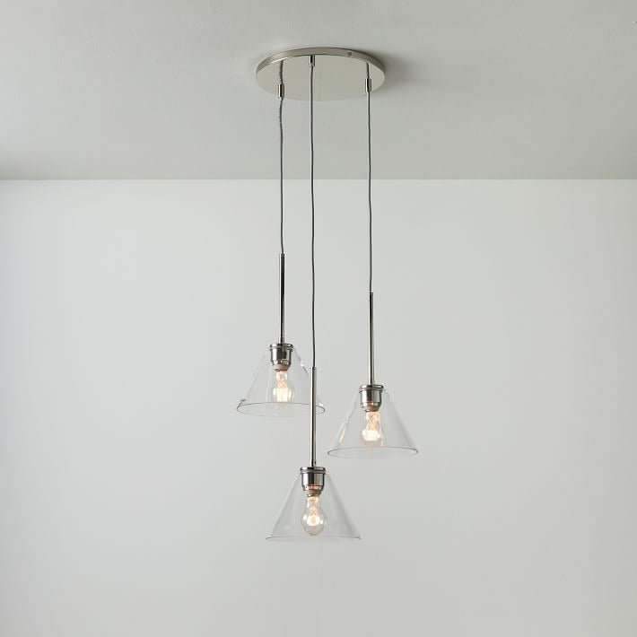 Lustre conique à 3 lumières Conica - Suspension sculpturale en verre de style moderne
